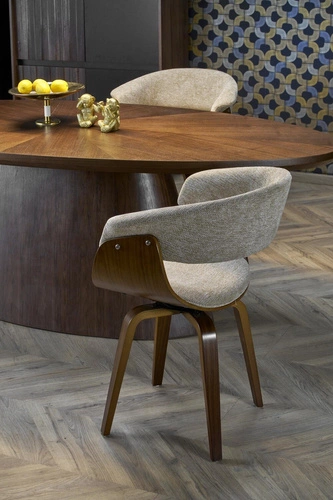 Oválný jídelní stůl 220 cm moderní ořechový na jedné noze Intesi