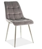 Šedá sametová jídelní židle Plaid Intesi moderní glamour do jídelny a obýváku