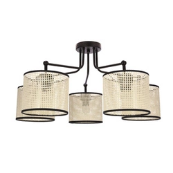 Závěsná lampa TOPI černá 5x40W E27 krémové stínidlo