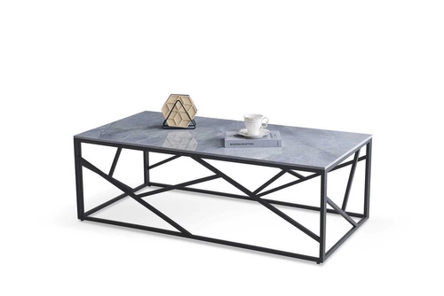 Konferenční stolek Taman obdélníkový šedý mramor 120x60 cm moderní loft do obýváku Intesi
