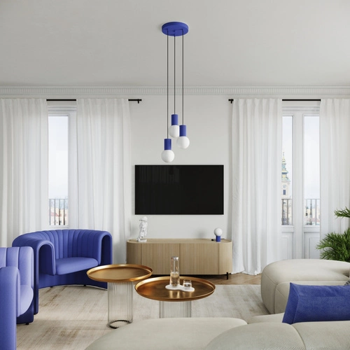 Závěsné světlo koule HALO 1 ultramarín moderní do obýváku a ložnice SOLLUX LIGHTING