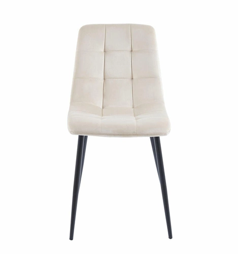 Čalouněná židle Caro Velvet béžová do jídelny a obýváku, sametová na černých nohách