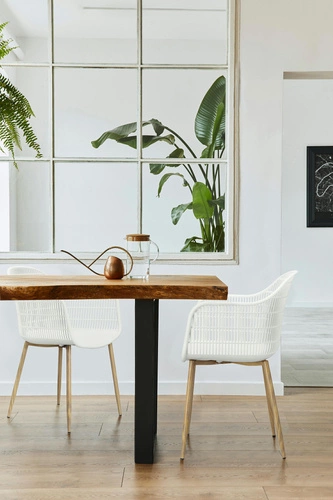 Sada 4 jídelních židlí Becker bílá/přírodní