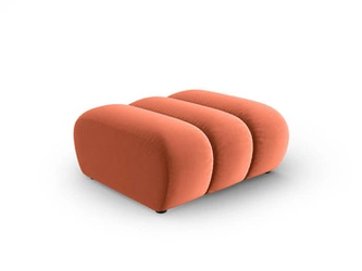 Sametová taburetka Lupine Coral Velvet oranžová, čtvercová, do obýváku a ložnice 87x90 cm