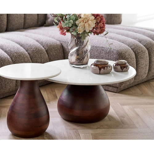 Heide kulatý mramorový konferenční stolek 70 cm moderní do obýváku