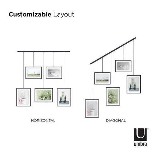 Závěsný fotorámeček Umbra Exhibit černý loftový na 5 fotografií 10x15 13x18
