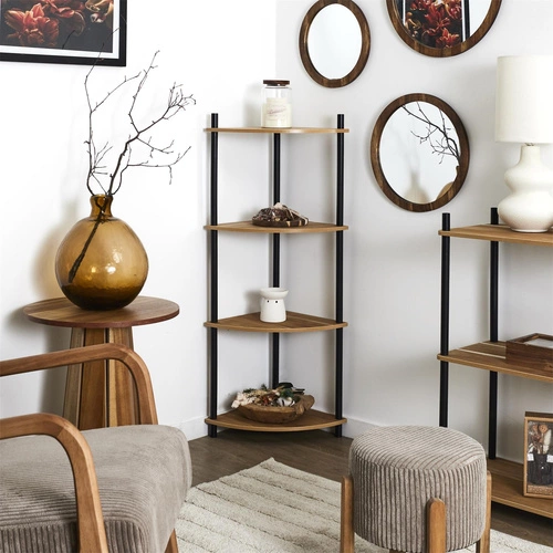 4úrovňová rohová police Akácie