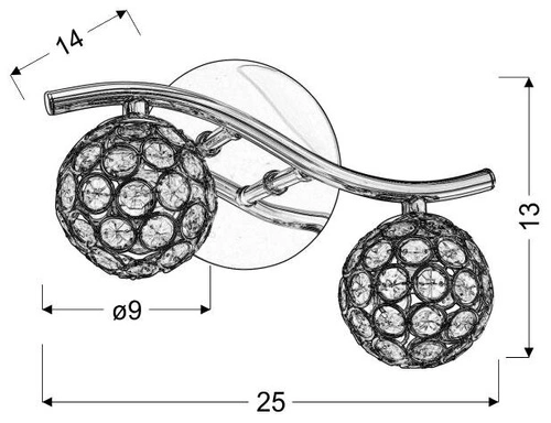 Nástěnné svítidlo Starlet moderní chrom s křišťálovým stínidlem do obýváku a ložnice 25 cm