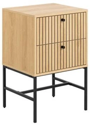 Noční stolek Actona 45,6 cm dub přírodní s drážkovaným čelem a zásuvkami – skandinávský minimalismus