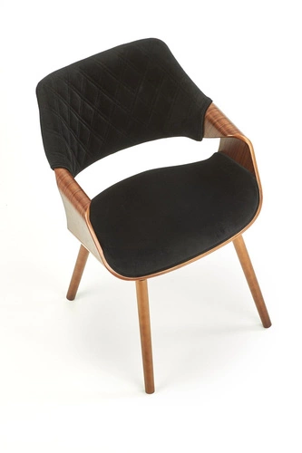 Čalouněná jídelní židle Turynia Intesi, černá, s područkami, dřevěný ořech