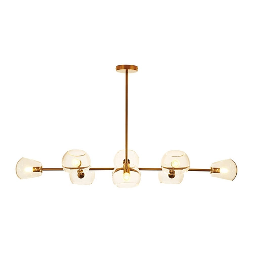 Moderní závěsné svítidlo COSMIC-8 zlaté 85 cm do obýváku a jídelny skleněné