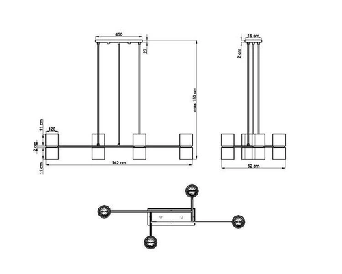 Závěsné svítidlo KUKKIA černé 4 světla moderní nad jídelní stůl a do obýváku