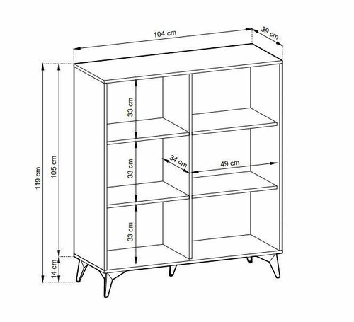 Vysoká loftová komoda Fargo v rybí kost, moderní komoda do obýváku na nožkách 104 cm