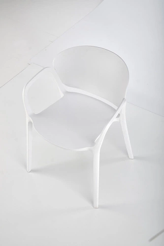 Bílá jídelní a zahradní židle Nadine z plastu, moderní, stohovatelná s područkami