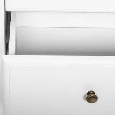 Bílá konzole Solen se zásuvkami a policí, moderní stolek do předsíně nebo obýváku