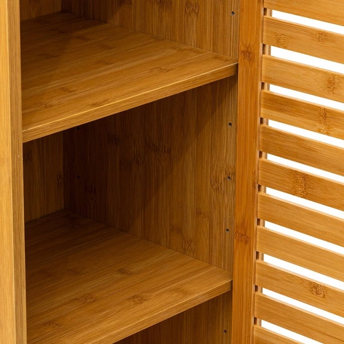 Bambusová knihovna Sicela se skříňkou, nastavitelné police, skandinávský přírodní 168 cm