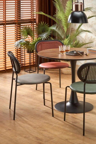 Kulatý jídelní stůl Malta 90 cm moderní ořech na černé noze Intesi