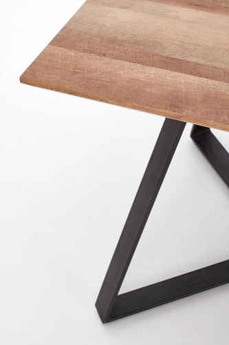 Jídelní stůl Gary loftový pevný ořech rustikální černé nohy 180x90 cm