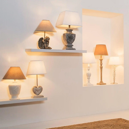 Noční lampa Renzo bílá moderní s lněným stínidlem do ložnice a obýváku Atmosphera