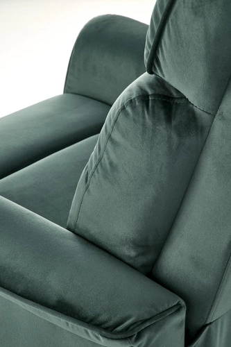 Rozkládací křeslo do obýváku Karlin zelený samet s relaxační funkcí a USB Intesi