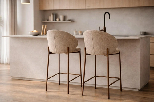 Barová židle Elsme béžová čalouněná s opěrkou na kuchyň a ostrůvek