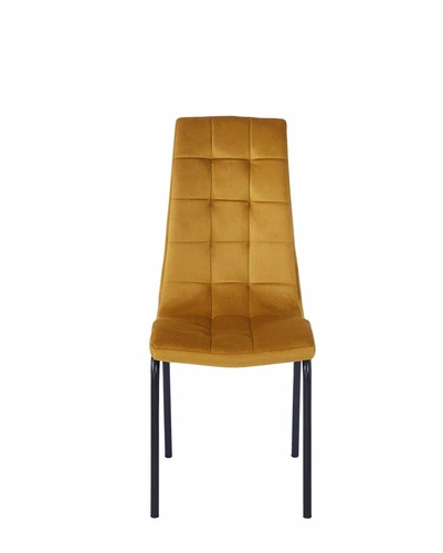Jídelní židle Ezara Velvet žlutá čalouněná moderní sametová na černých nohách Intesi