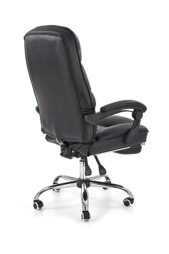 Ergonomická kancelářská židle Nalvi černá s podnožkou kožená otočná do kanceláře