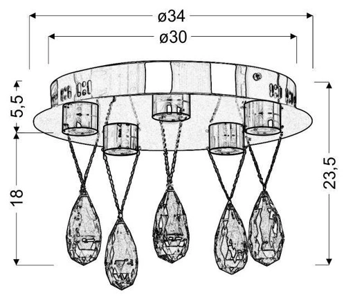 Stropní svítidlo Prisma stropní svítidlo 5x3W LED chrom