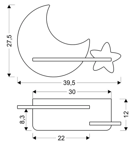 Nástěnné svítidlo Moon 5W LED 4000K iq kids grey+gold