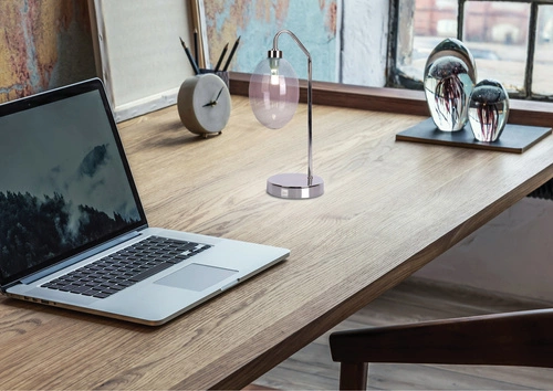 Skleněná noční lampa Lukka moderní do ložnice a obýváku chromovaná Ledea 36 cm