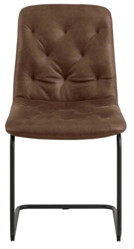 Jídelní židle Kira Actona čalouněná ekokůží hnědá na černých lyžinách moderní