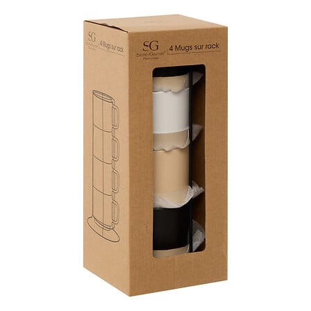 Sada 4 keramických hrnků Luca 240 ml se stojanem na kávu a čaj 5five