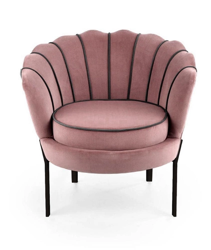 Moderní sametové křeslo mušle Aniel růžové glamour do obýváku relaxační