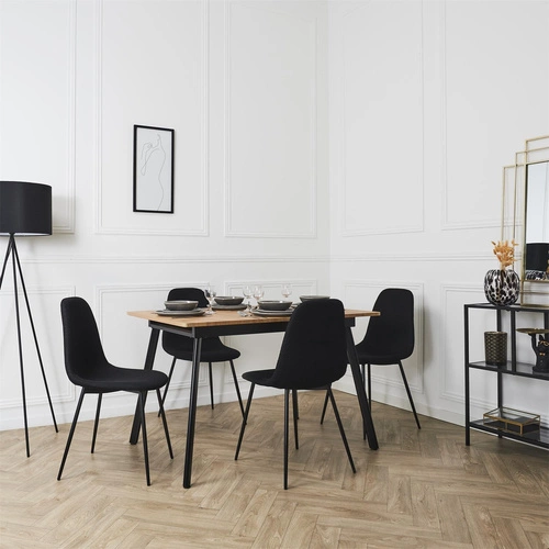 Čalouněná jídelní židle Pori černá Intesi moderní na kovových nohách do jídelny a kuchyně