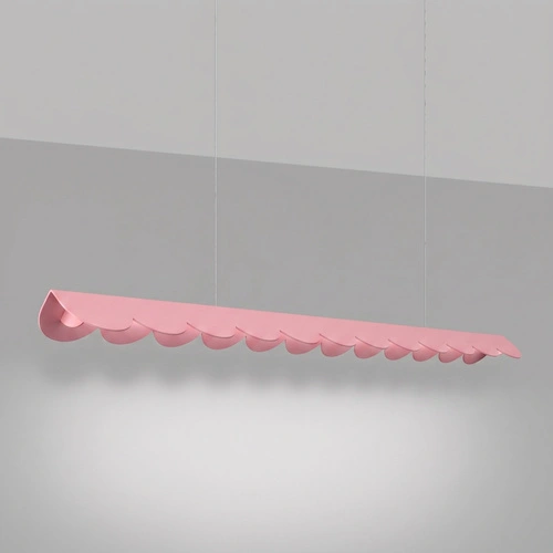 Závěsné LED svítidlo Biscuit 130 růžové nad kuchyňský ostrůvek s nastavitelnou výškou