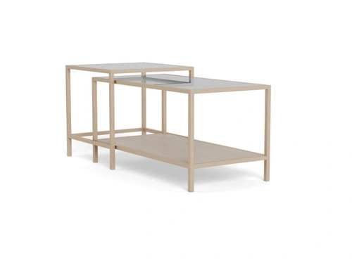 Seaford sada 2 čtvercových konferenčních stolků loft béžová do obývacího pokoje