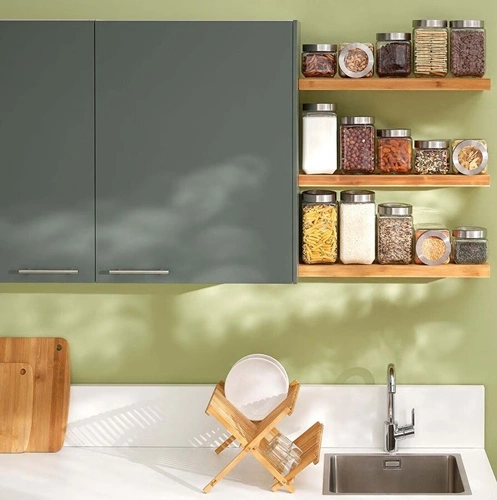 Bambusový odkapávač na nádobí skládací křížový na pracovní desku natural