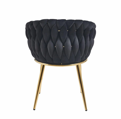 Čalouněná jídelní židle Malaya Velvet Intesi černá sametová s područkami ve stylu glamour