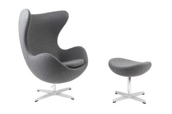 Otočný křeslo ušák Jajo s podnožkou šedý kašmír moderní do obýváku a kanceláře D2.DESIGN