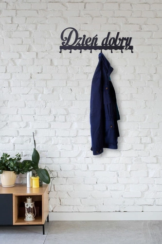Kovový nástěnný věšák do předsíně černý moderní 60 cm Dzień dobry 01 Intesi