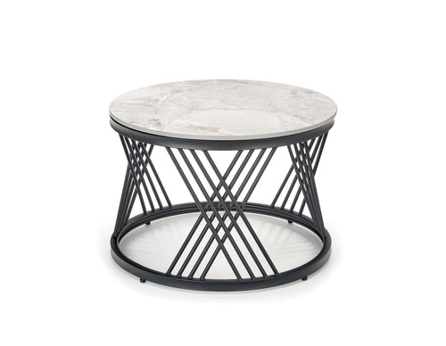 Sada 2 kulatých konferenčních stolků Intela šedý mramor moderní do obýváku Intesi