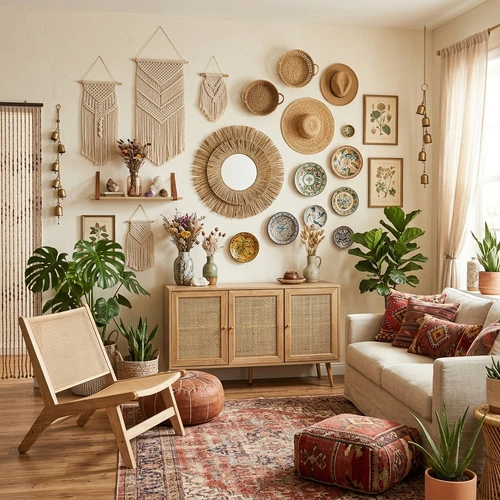 Dřevěné křeslo Bali boho do obýváku Intesi s přírodním výpletem moderní dekorativní