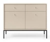 Bežová moderní komoda Evora se zásuvkami na vysokých nožkách do obýváku Intesi 104 cm