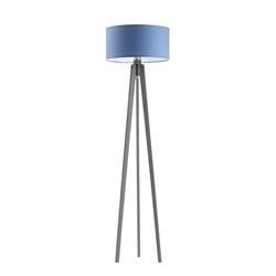 Stojací lampa tripod MIAMI Lysne modrá dřevěná s látkovým stínidlem do obýváku na míru