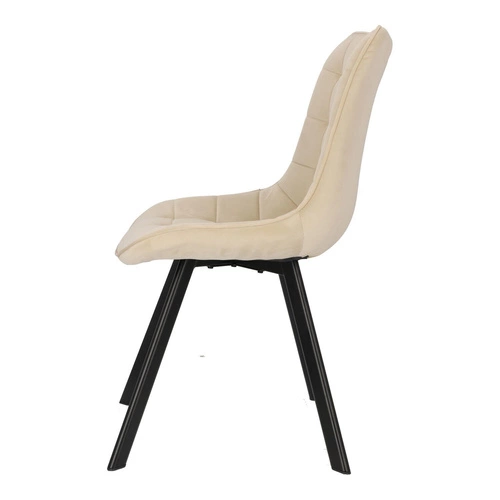 Čalouněná sametová židle Moly Intesi béžová s černými nohami do jídelny a obýváku