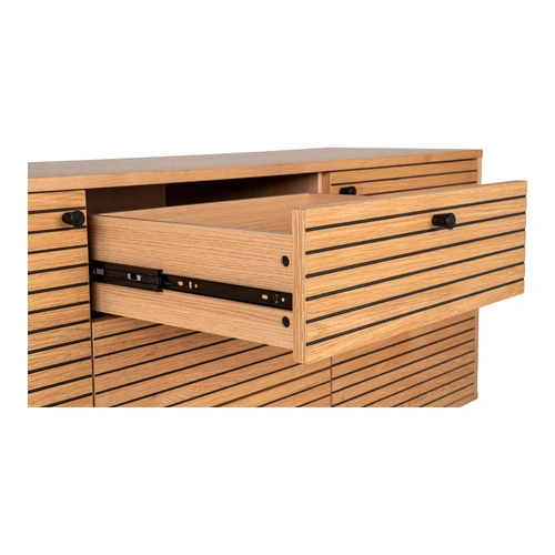 Komoda Kyoto 150 cm dub rýhovaný na černých nožkách do obývacího pokoje