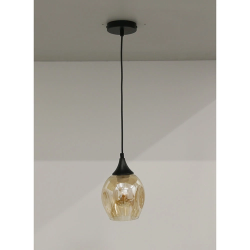 Závěsná lampa Aspa černá 1x40W E27 stínítko hnědé