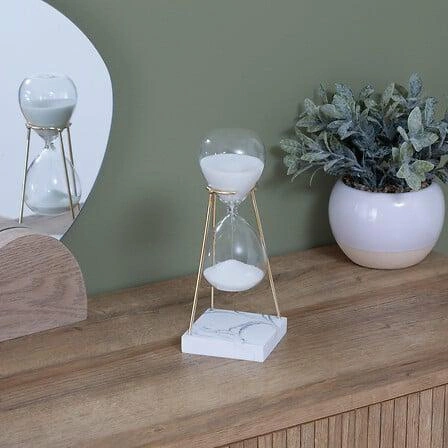 Přesýpací hodiny Olen 21cm sklo a mramorový podstavec z pryskyřice