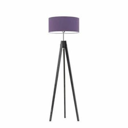 Stojací lampa do obýváku HAITI fialový textilní stínidlo glamour dřevěná podlahová 138 cm