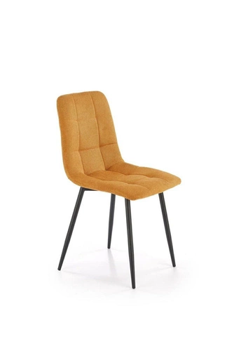 Čalouněná jídelní židle Fime Intesi hořčicová moderní na černých nohách